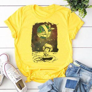 Summer Printed T-Shirt Casual Black T-Shirts
